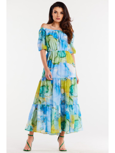 Awama Woman's Dress A504 Blue/Pattern