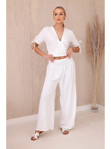 Women's set blouse + trousers - white