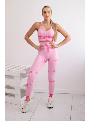 Women's Fitness Set Top + Push Up Leggings - Pink/Fuchsia
