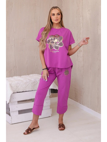 Women's T-shirt with print + pants - purple