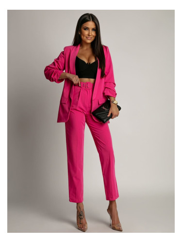 Women's elegant set jacket + trousers - fuchsia