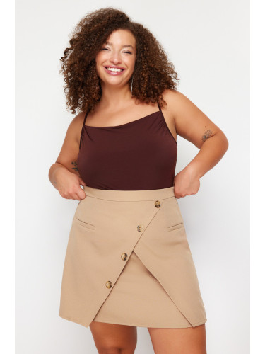 Trendyol Curve Mink Double Breasted Button Detailed Woven Skirt