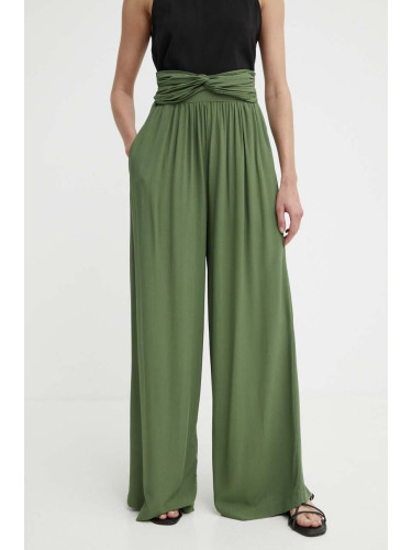Панталон Answear Lab в зелено с широка каройка, с висока талия