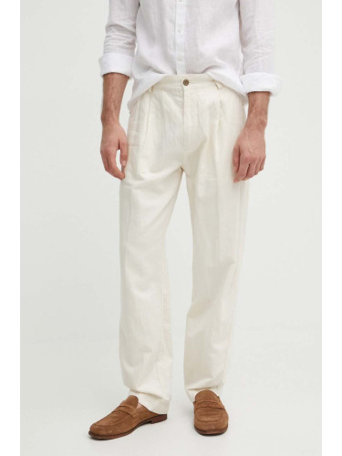 Панталон Pepe Jeans RELAXED PLEATED LINEN PANTS в бежово с кройка тип чино PM211700