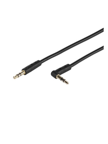 Аудио кабел Vivanco 46137, от Jack(м) 3.5mm ъглов към Jack(м) 3.5mm, 1.5м, черен