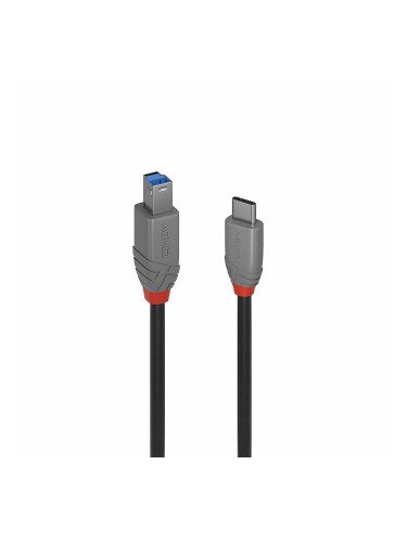 Кабел Lindy Anthra Line, от USB-C(м) към USB-B(м), 0.5m, черен