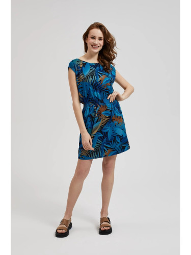 Women's dress with tropical pattern MOODO - blue