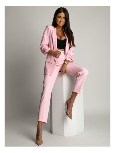 Women's Elegant Jacket + Trousers - Powder Pink