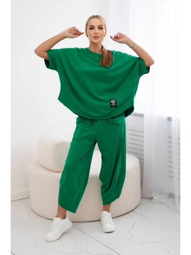 Women's set blouse + trousers - green