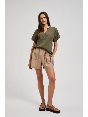 Women's linen shorts MOODO - light brown