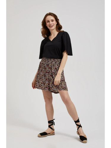 Women's shorts with floral pattern MOODO - black