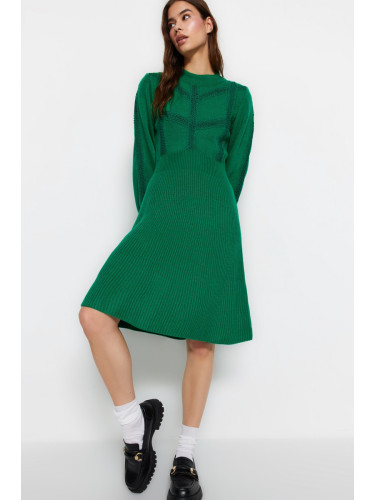 Trendyol Green Mini Sweater with Lace Dress