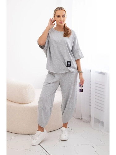 Women's set blouse + trousers - light grey