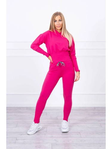 Women's set with wide cuffs, blouse + trousers - fuchsia