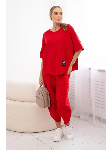 Women's set blouse + trousers - red