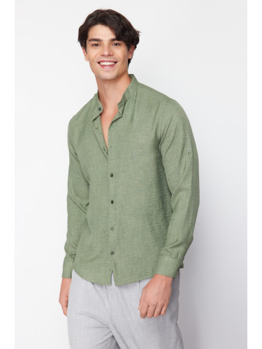 Trendyol Khaki Slim Fit Command Collar Comfortable Shirt