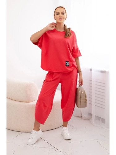 Women's set blouse + trousers - raspberry