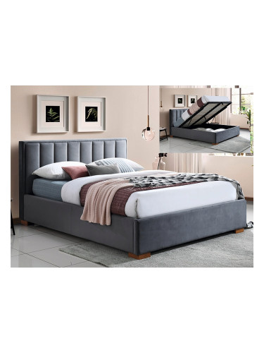 Кадифено легло с място за съхранение 160x200 - дъб/сив Bluvel 14
