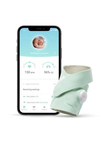 Owlet Smart Sock 3 0-18m смарт чорапи Mint 2x1 чифт