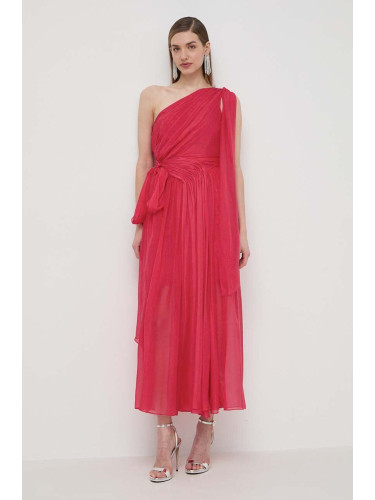 Копринена рокля Luisa Spagnoli PANNELLO в розово дълга разкроена 540965