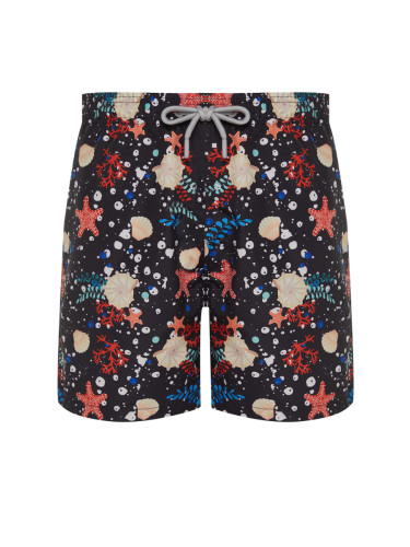 Trendyol Black Standard Size Starfish Patterned Beach Shorts