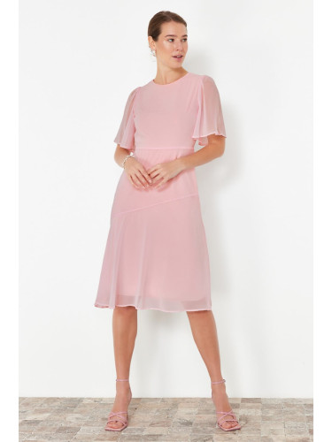 Trendyol Powder Skirt Flounce A-line Chiffon Midi Lined Woven Dress