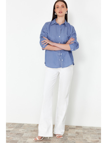 Trendyol Blue Striped Regular Fit Woven Shirt