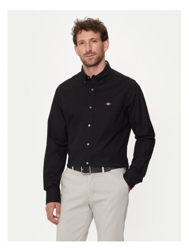 Gant Риза Oxford 3230115 Черен Slim Fit