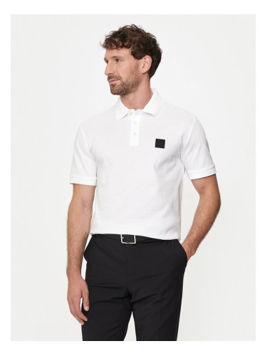 Boss Тениска с яка и копчета Parlay 143 50515596 Бял Regular Fit