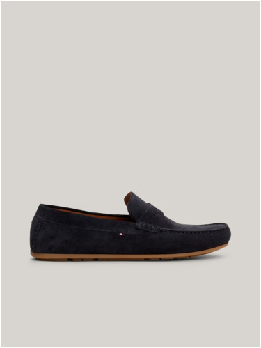 Navy blue men's suede loafers by Tommy Hilfiger