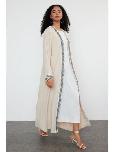 Trendyol Stone Colored Accessory Ribbed Woven Cap & Abaya & Abaya