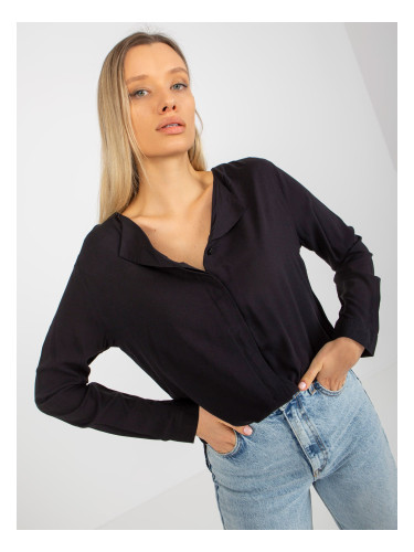 Black asymmetrical viscose shirt blouse SUBLEVEL