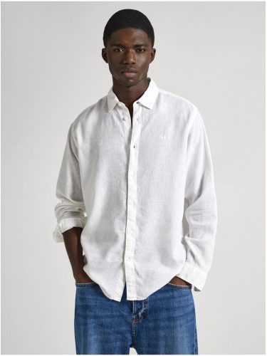 White Men's Linen Shirt Pepe Jeans - Men's