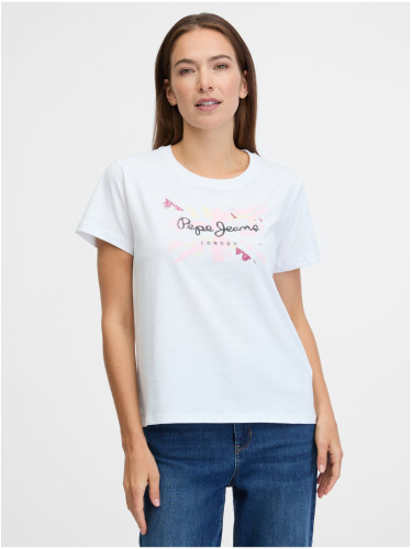 White women's T-shirt with Pepe Jeans print - Women