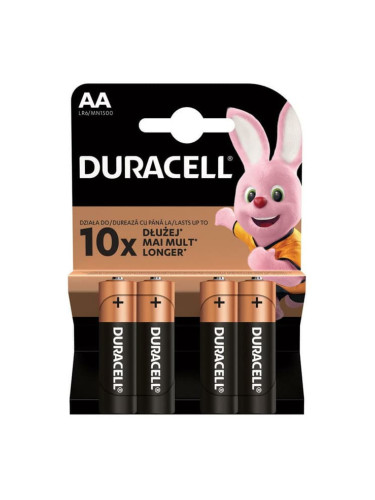 Батерии алкални Duracell DAALR6MN15004, AA, 1.5V, 4 бр. в опаковка