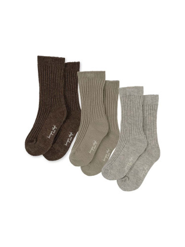 Детски чорапи Konges Sløjd (3 броя) в кафяво