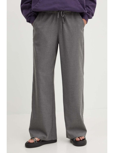 Панталон Hollister Co. в сиво със стандартна кройка, с висока талия