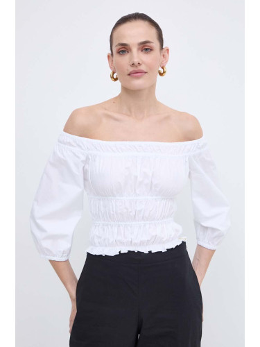Памучна блуза Patrizia Pepe дамска в бяло с изчистен дизайн 2C1571 A9B9