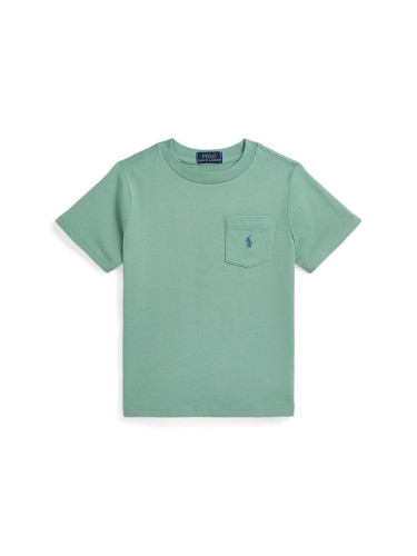 Детска памучна тениска Polo Ralph Lauren в зелено с изчистен дизайн 322942066005