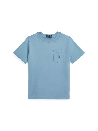 Детска памучна тениска Polo Ralph Lauren в синьо с изчистен дизайн 322942066004
