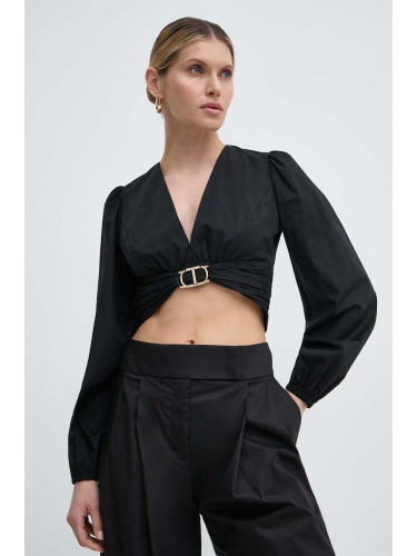 Блуза Twinset в черно с изчистен дизайн