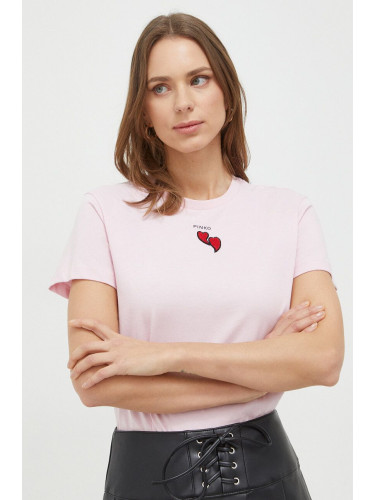 Памучна тениска Pinko в розово 100789.A1P8
