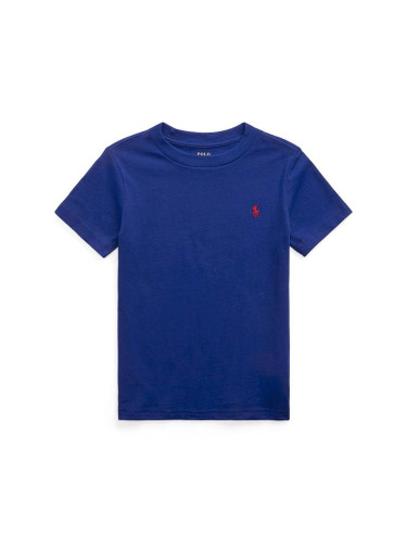 Детска памучна тениска Polo Ralph Lauren в тъмносиньо с изчистен дизайн 322832904092