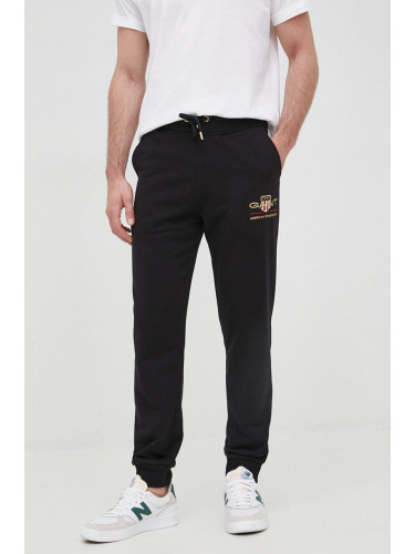 Спортен панталон Gant мъжко в черно с апликация