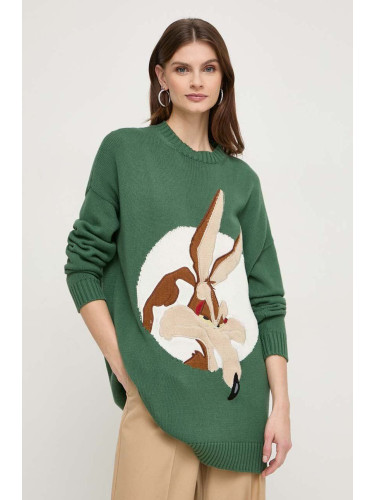 Памучен пуловер MAX&Co. x CHUFY в зелено от топла материя 2418361021200