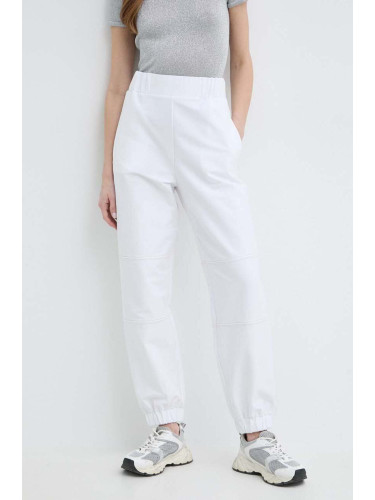 Панталон Max Mara Leisure в бяло с широка каройка, висока талия 2416781088600