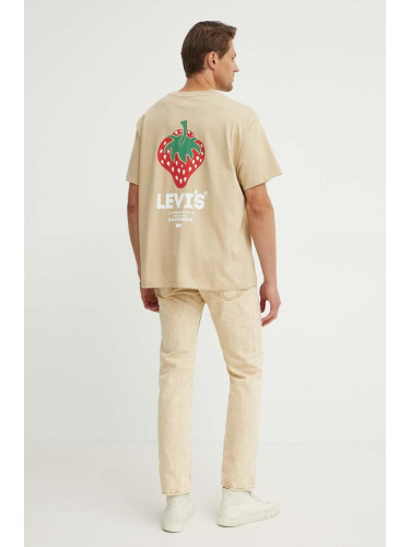 Памучна тениска Levi's в сиво с апликация