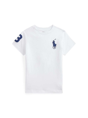 Детска памучна тениска Polo Ralph Lauren в бяло с принт 322832907037
