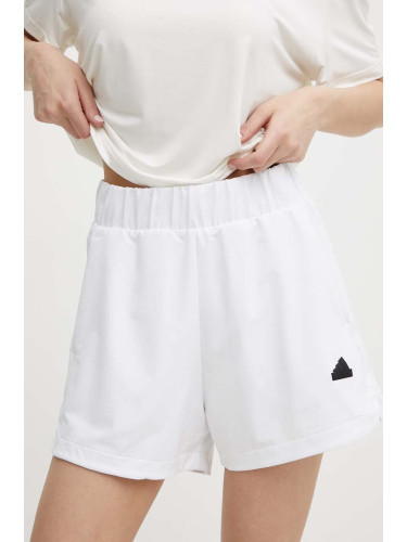 Къс панталон adidas Z.N.E в бяло с апликация с висока талия IN9481