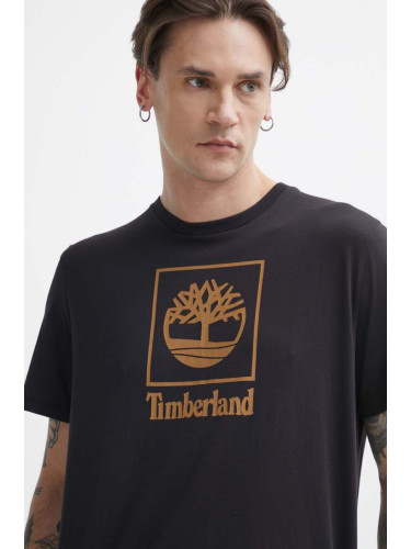 Памучна тениска Timberland в черно с принт TB0A5QSP0011